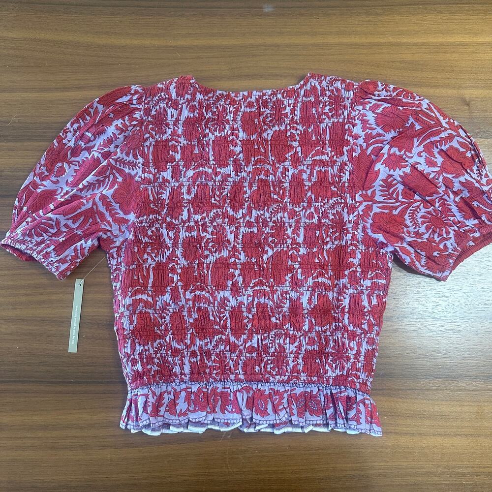 Cleobella Red Smocked Bella Top, Organic, Artisan, Cottagecore, Boho, Large NWT - Picture 3 of 7